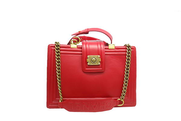 7A Chanel A30160 Red Calfskin Large Le Boy Shoulder Bag Gold Hardware Online